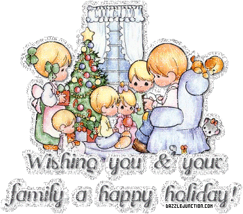 Wishing Family Happy Holiday Christmas Glitter image
