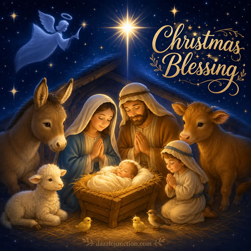 Christmas Blessings Stable Merry Christmas image