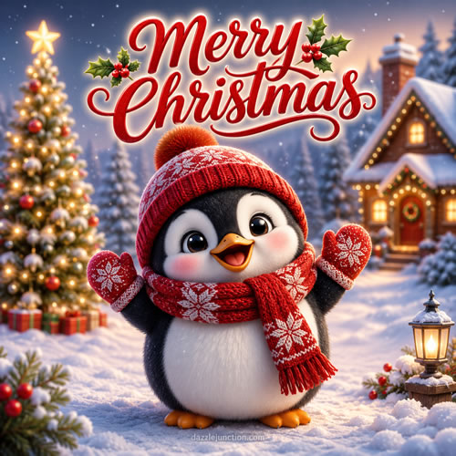 Festive Penguin Merry Christmas image