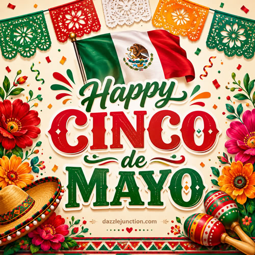 Happy Cinco de Mayo Mexican Flag image
