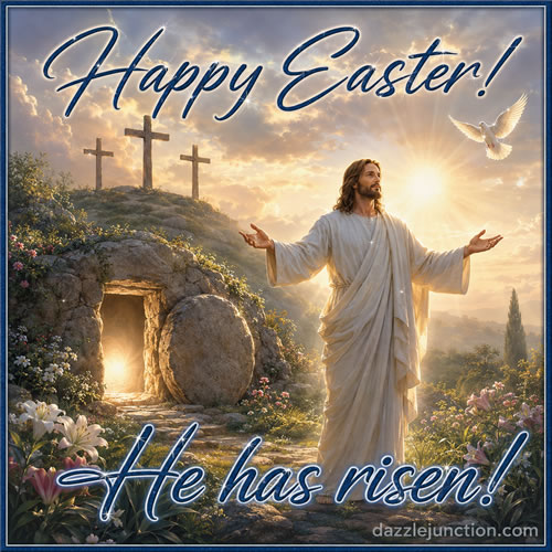 He Has Risen Blue Easter image