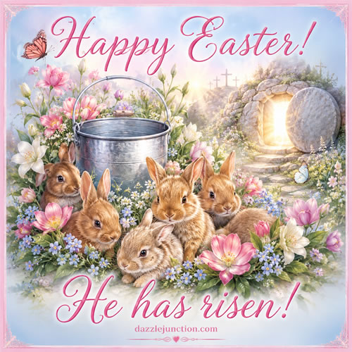 He Has Risen Bunnies Easter image
