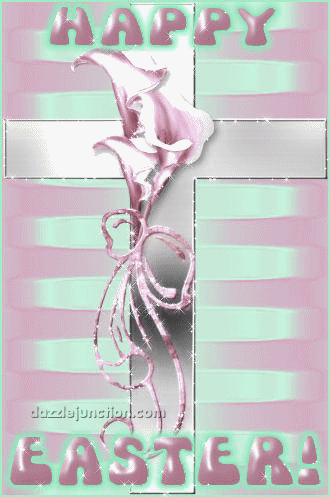 Cross Pink Glitter Happy Easter image