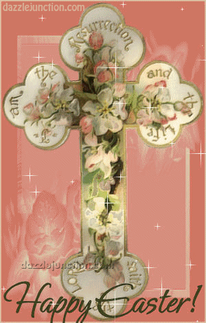 Easter Flower Cross Glitter Happy Easter image