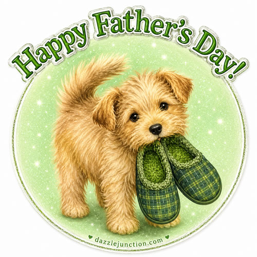 Puppy brings House Shoes Fathers Day image
