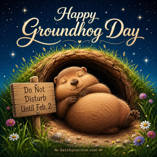 Sleepy Groundhog Groundhog Day image