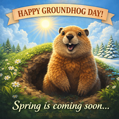 Spring Soon Groundhog Day image