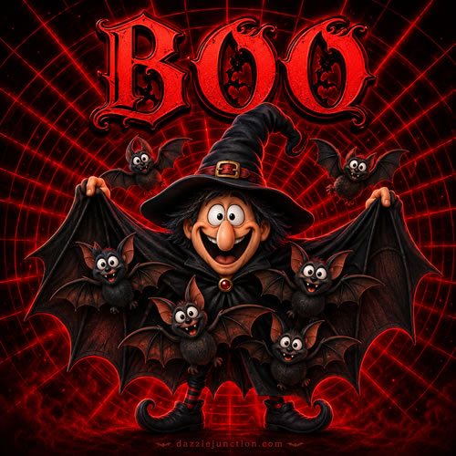 Boo Bats Under Cape Modern Halloween image