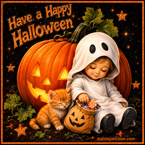Child And Kitty Modern Halloween image