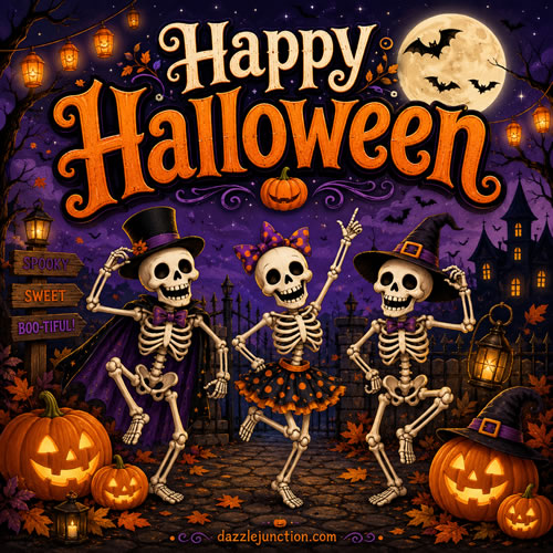 Dancing Skeletons Modern Halloween image