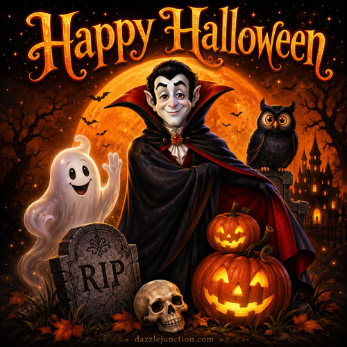 Vampire And Friends Modern Halloween image