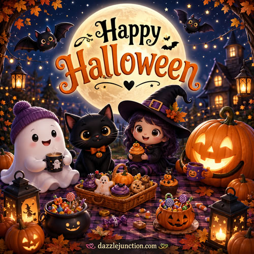 Whimsical Moon Picnic Modern Halloween image