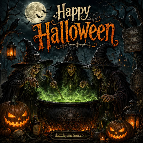Witches Brewing Modern Halloween image