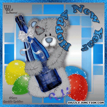 Blue Teddy Bottle Classic Happy New Year image