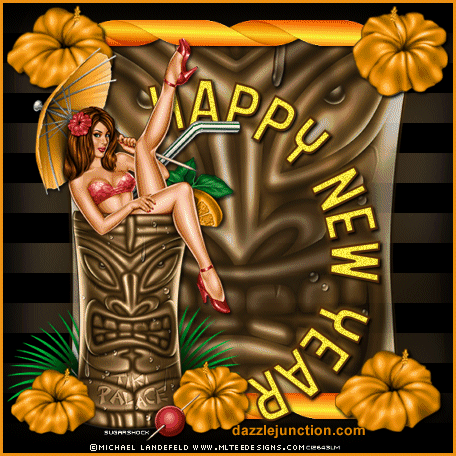 Floral Lady New Year Classic Happy New Year image