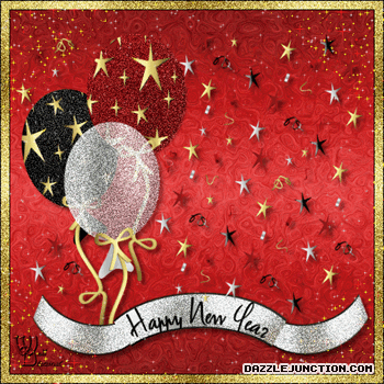 Red Stars Balloons Classic Happy New Year image