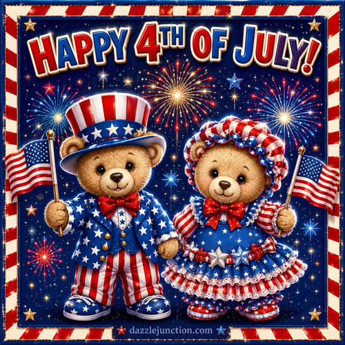 Bear Couple July Independence Day - 4th of July - July Fourth image