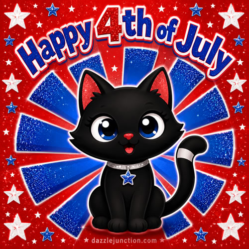 Black Cat Happy Th Independence Day - 4th of July - July Fourth image