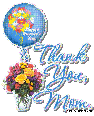 Thank You Mom Blue Mothers Day Glitter image