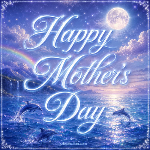 Moonlit Dolphin Seascape Mothers Day image