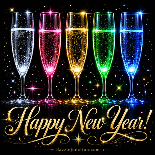 Colorful Champaign Modern Happy New Year image