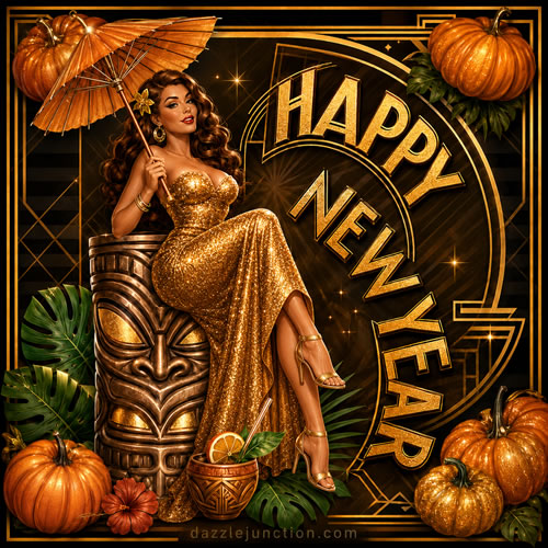 Floral Lady New Year Modern Happy New Year image