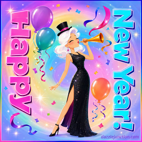Happy New Year Horn Modern Happy New Year image