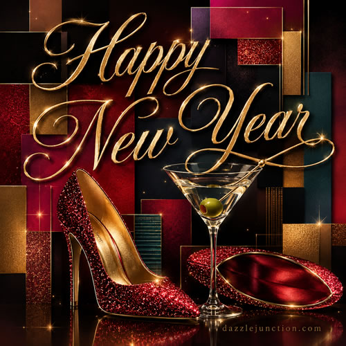 New Year Pink Shoes Modern Happy New Year image