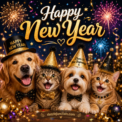 Pet Celebration Modern Happy New Year image
