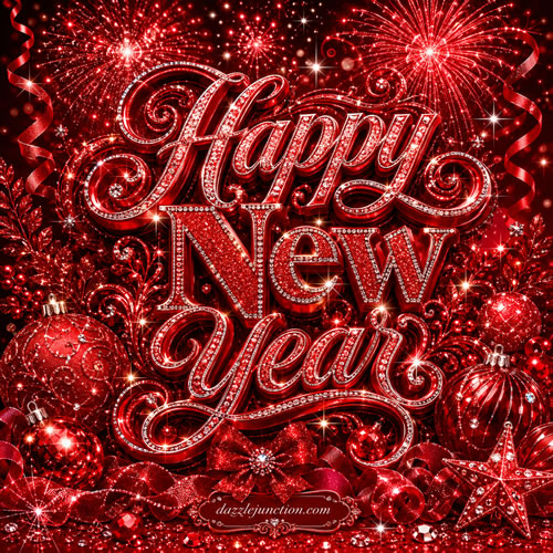 Sparkle Red Modern Happy New Year image