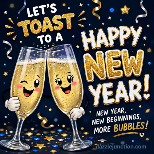 Toast Glasses Modern Happy New Year image