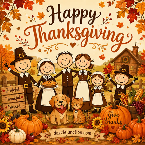 Grateful Thankful Blessed Family Thanksgiving image