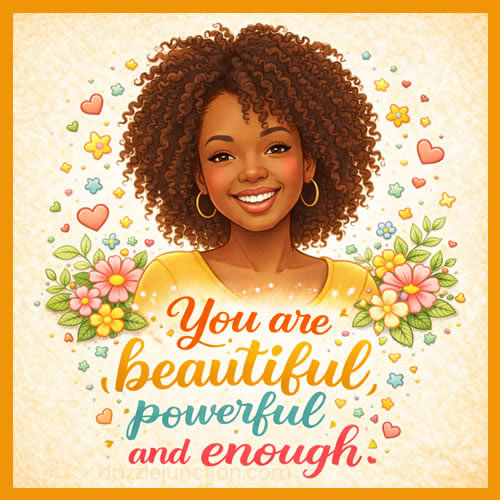Beautiful Powerful Enough African American greeting image