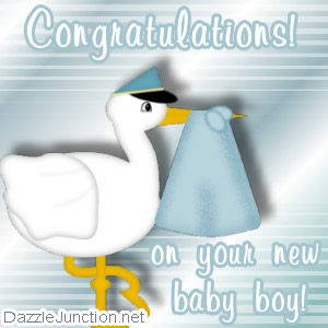 Stork Blue Dj Baby Boy greeting image