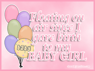 Floating Since Birth Girl Baby Girl greeting image