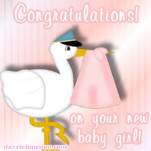 Stork Pink Dj Baby Girl greeting image
