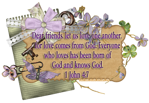 1 John 4:7 Bible Verse greeting image