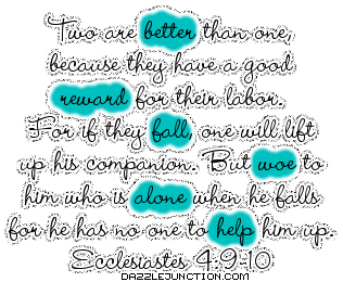 Ecclesiastes 4:9-10 Bible Verse greeting image