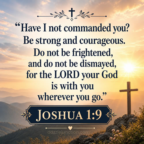 Strong Courageous Faith Bible Verse greeting image