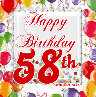 Happy 58th Birthday Birthday Ages greeting image