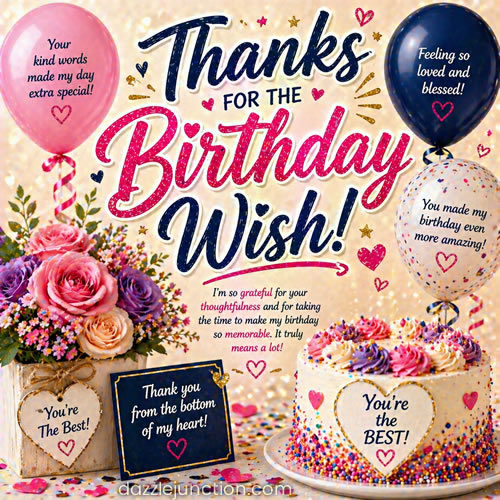 Thanks For Birthday Wish Birthday Thanks greeting image