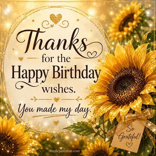 Thanks Sunflower Birthday Wish Birthday Thanks greeting image