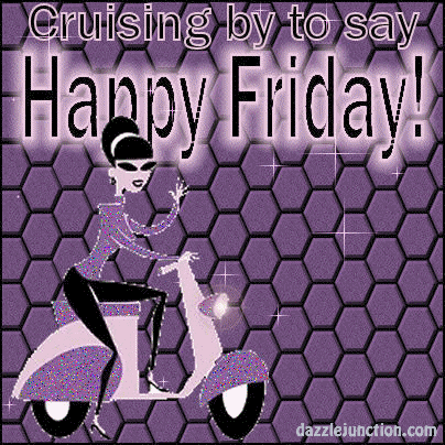 Motorcycle Lady Crusin Friday greeting image