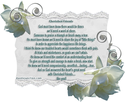 Cherished Friends Friendship Poems greeting image