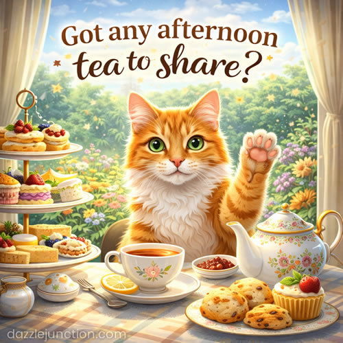 Cat Afternoon Tea Good Afternoon greeting image