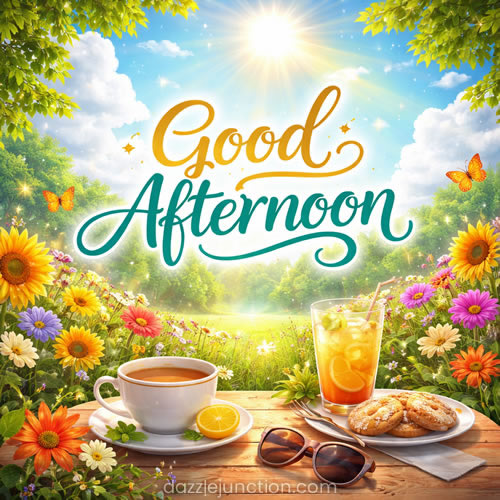 Sunlit Meadow Good Afternoon greeting image