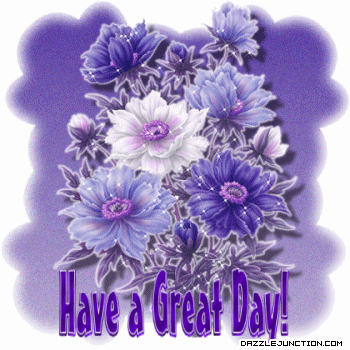 Purple Flowers Great Day greeting image