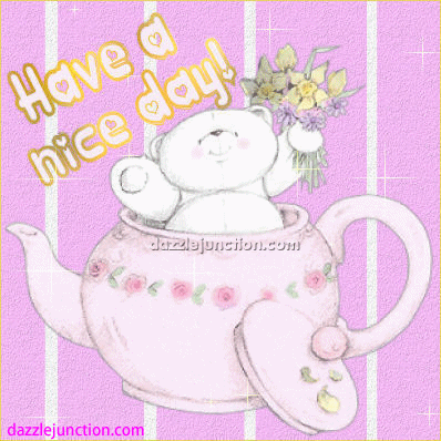 Bear with Flowers Great Day greeting image