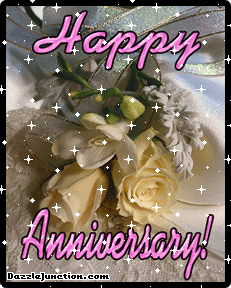 Yellow Glitter Happy Anniversary greeting image