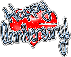 Glitter Heart Happy Anniversary greeting image